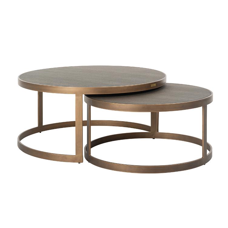 Coffee table Bloomingville set of 2 round shagreen
